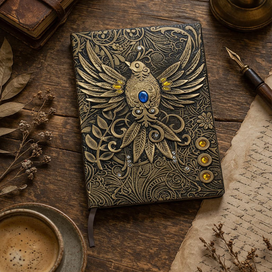 3D Phoenix A5 Premium Embossed Leather Journal